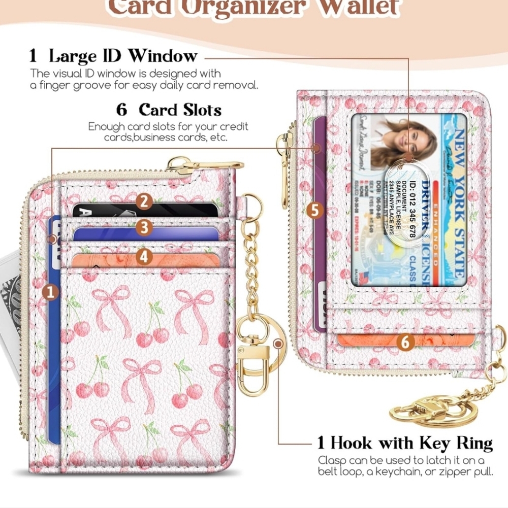 Cherry Print Card Organizer Wallet